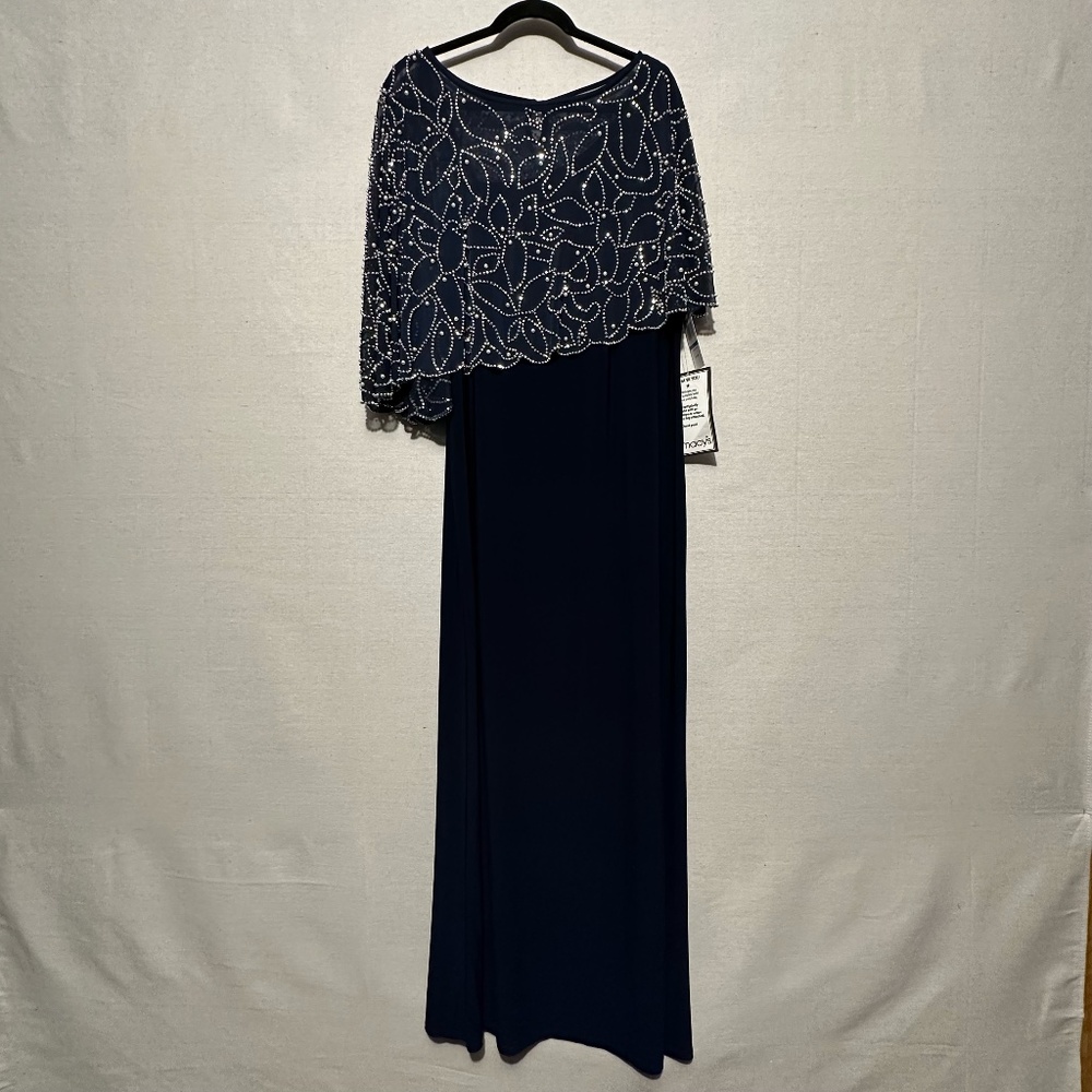 Nw/oT MSK Boat-Neck Embellished-Cape Jersey-Knit Gown - size XL